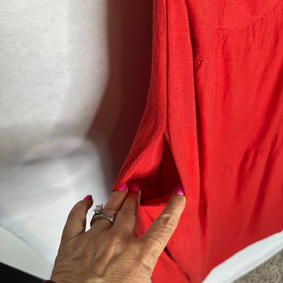 NWT Valentina Naldi Italian Red Linen Blend Crossback Sundress – Size L - Picture 7 of 11